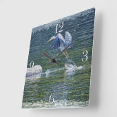 青い素晴らしアオサギ野生動物の鳥写真5 スクエア壁時計 (傾斜)