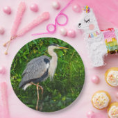 青い素晴らしヘロンの鳥の野生動物の写真 ペーパープレート (パーティー)