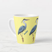 青い素晴らしヘロン漫画イラストレーション カフェラテマグ (左アングル)