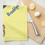 青い素晴らしヘロン漫画イラストレーション キッチンタオル (四つ折り)