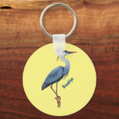 青い素晴らしヘロン漫画イラストレーション キーホルダー (正面)