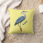 青い素晴らしヘロン漫画イラストレーション クッション (ブランケット)