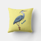 青い素晴らしヘロン漫画イラストレーション クッション (裏面)