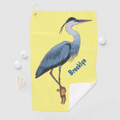 青い素晴らしヘロン漫画イラストレーション ゴルフタオル (インサイチュ)