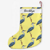 青い素晴らしヘロン漫画イラストレーション スモールクリスマスストッキング (裏面)