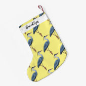 青い素晴らしヘロン漫画イラストレーション スモールクリスマスストッキング (裏面 (吊り時))