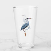 青い素晴らしヘロン漫画イラストレーション タンブラーグラス (裏面)