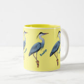 青い素晴らしヘロン漫画イラストレーション ツートーンマグカップ (正面右)