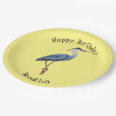 青い素晴らしヘロン漫画イラストレーション ペーパープレート (アングル)