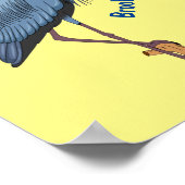 青い素晴らしヘロン漫画イラストレーション ポスター (角)