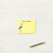 青い素晴らしヘロン漫画イラストレーション ポストイット (デスク上)