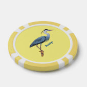 青い素晴らしヘロン漫画イラストレーション ポーカーチップ (シングル)