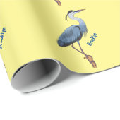 青い素晴らしヘロン漫画イラストレーション ラッピングペーパー (ロールコーナー)