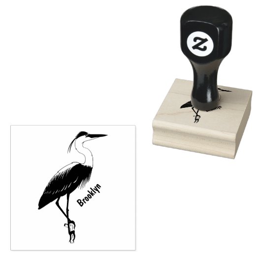 青い素晴らしヘロン漫画イラストレーション ラバースタンプ (押印)