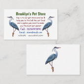 青い素晴らしヘロン漫画イラストレーション 名刺 (正面/裏面)