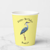 青い素晴らしヘロン漫画イラストレーション 紙コップ (裏面)