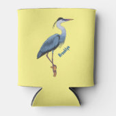 青い素晴らしヘロン漫画イラストレーション 缶クーラー (正面)