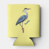 青い素晴らしヘロン漫画イラストレーション 缶クーラー (裏面)