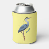 青い素晴らしヘロン漫画イラストレーション 缶クーラー (缶裏面)