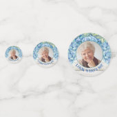 青い素朴あじさい写真80誕生日 コンフェッティ (裏面)