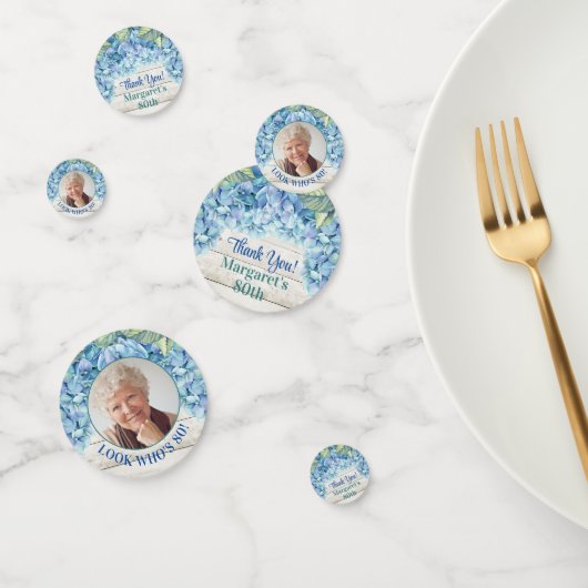 青い素朴あじさい写真80誕生日 コンフェッティ (グループ)