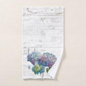 青い素朴あじさい開花木名モノグラム バスタオルセット (ハンドタオル)