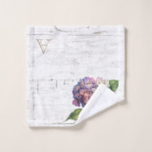 青い素朴あじさい開花木名モノグラム バスタオルセット (ウォッシュタオル)