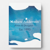 青い素朴な水の色のジーンズのテクスチャ名のタイトルを追加 フォトプラーク (正面)