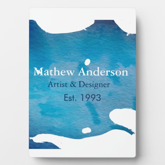 青い素朴な水の色のジーンズのテクスチャ名のタイトルを追加 フォトプラーク (正面)