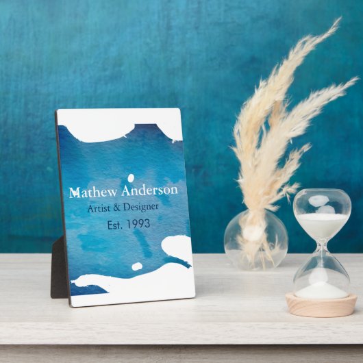 青い素朴な水の色のジーンズのテクスチャ名のタイトルを追加 フォトプラーク (側面)