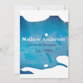 青い素朴な水の色のジーンズのテクスチャ名のタイトルを追加 招待状 (裏面)