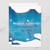 青い素朴な水の色のジーンズのテクスチャ名のタイトルを追加 招待状 (正面/裏面)