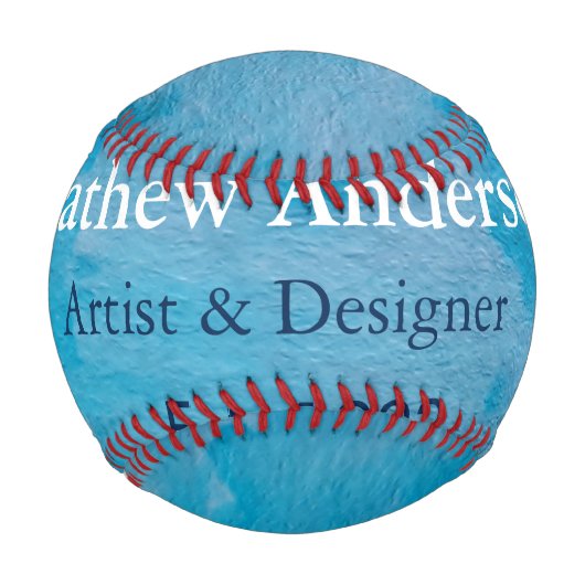 青い素朴な水の色のジーンズのテクスチャ名のタイトルを追加 野球ボール (正面)