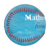 青い素朴な水の色のジーンズのテクスチャ名のタイトルを追加 野球ボール (正面左)