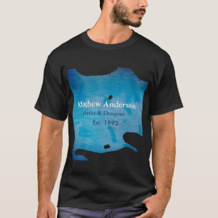青い素朴な水の色のジーンズのテクスチャ名のタイトルを追加 Tシャツ