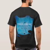 青い素朴な水の色のジーンズのテクスチャ名のタイトルを追加 Tシャツ (裏面)