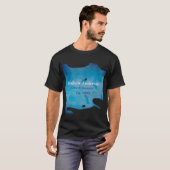 青い素朴な水の色のジーンズのテクスチャ名のタイトルを追加 Tシャツ (正面フル)
