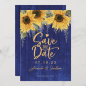 青い素朴な水色のひまわり結婚の花救の花 セーブザデート (正面/裏面)