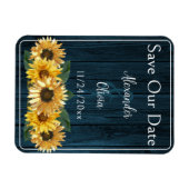 青い素朴ひまわり日付磁石を保存 マグネット (横)