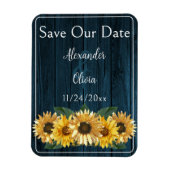 青い素朴ひまわり日付磁石を保存 マグネット (縦)