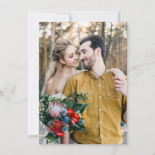 青い素朴ひまわり結婚式の日付を保存 招待状 (裏面)