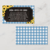 青い素朴ギンガム&ひまわりの花ベビー用の本 エンクロージャーカード (正面/裏面)