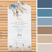 青い素朴コーンフラワー&小麦ホワイトNoディナー オールインワン招待状