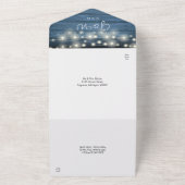 青い素朴ストリングライトモノグラム結婚写真 オールインワン招待状 (外側)