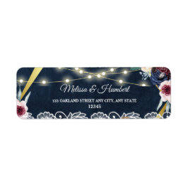 青い素朴ストリングラ結婚イトの差出人住所 ラベル