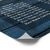 青い素朴ストリングラ結婚イトの座席表 ポスター (角)