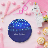 青い素朴ナイトストリングラ結婚イトのプレート ペーパープレート (パーティー)