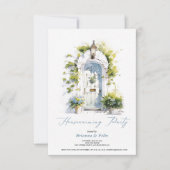 青い素朴フォレーダーグリーン引っ越し祝いパーティーパーティー 招待状 (正面)