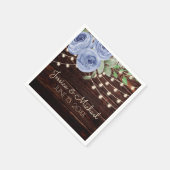 青い素朴フローラの木の糸ラ結婚イト スタンダードカクテルナプキン (角)