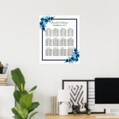 青い素朴フローラ国の結婚式のシーティングチャート ポスター (ホームオフィス)